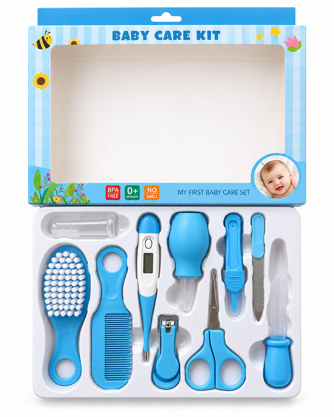 Kit de Soin et d'Hygiène Bébé – Coffret 10 Pièces | Rose & Bleu