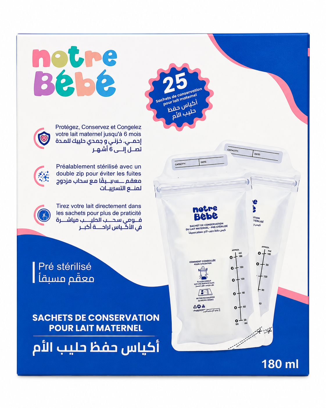25x Sachets Lait Maternel Notre bébé