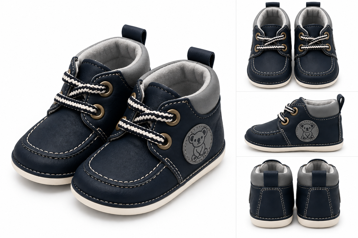 Bottines Bébé à Lacets – Modèle Ourson Confortable