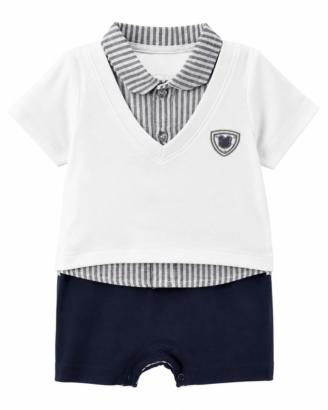 Ensemble Bébé Élégant 2-en-1 – Chemise Rayée & Combinaison