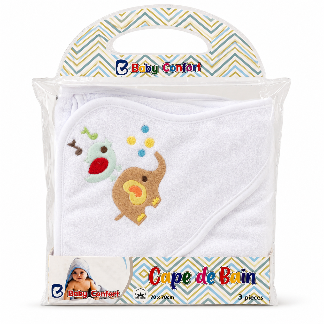 Cape de Bain Bébé 3 Pièces – Douce et Absorbante