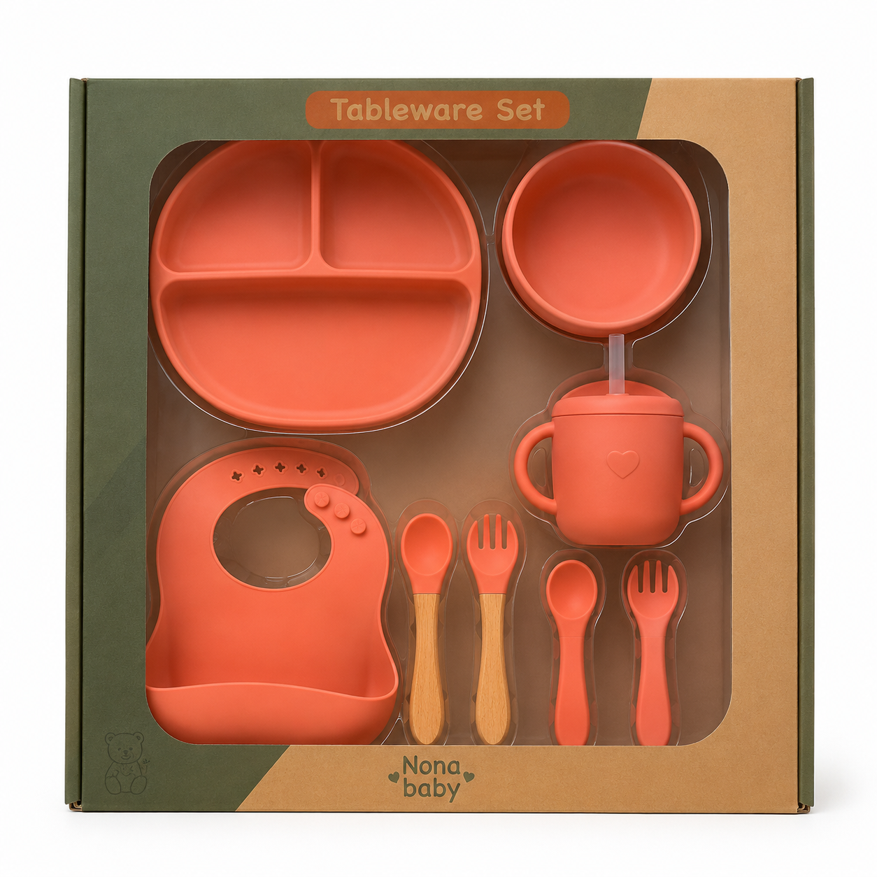 Coffret Repas Bébé 8 Pièces en Silicone