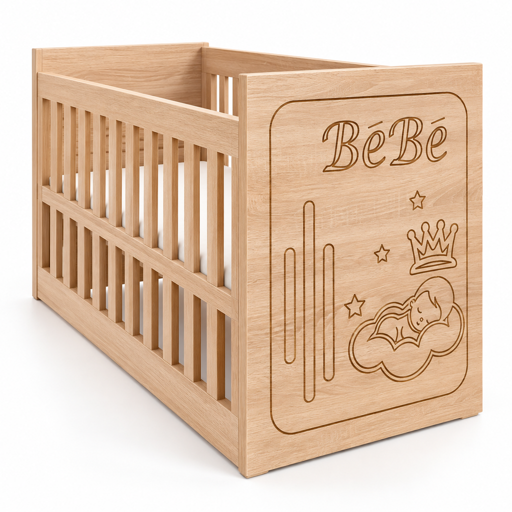 Lit Bébé Évolutif avec Côté Ouvrant – 124 × 64 cm