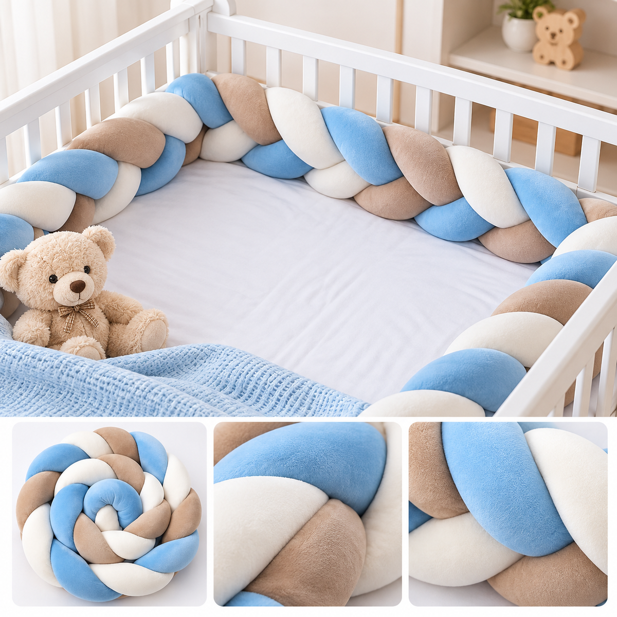 Tour de Lit Tressé Bébé – Doux, Moelleux et Décoratif