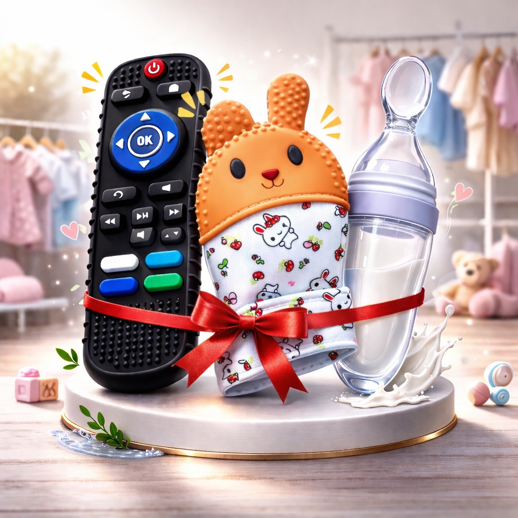 Pack Accessoires Bébé Premium - Télécommande + Biberon Cuillère + Gant de Dentition