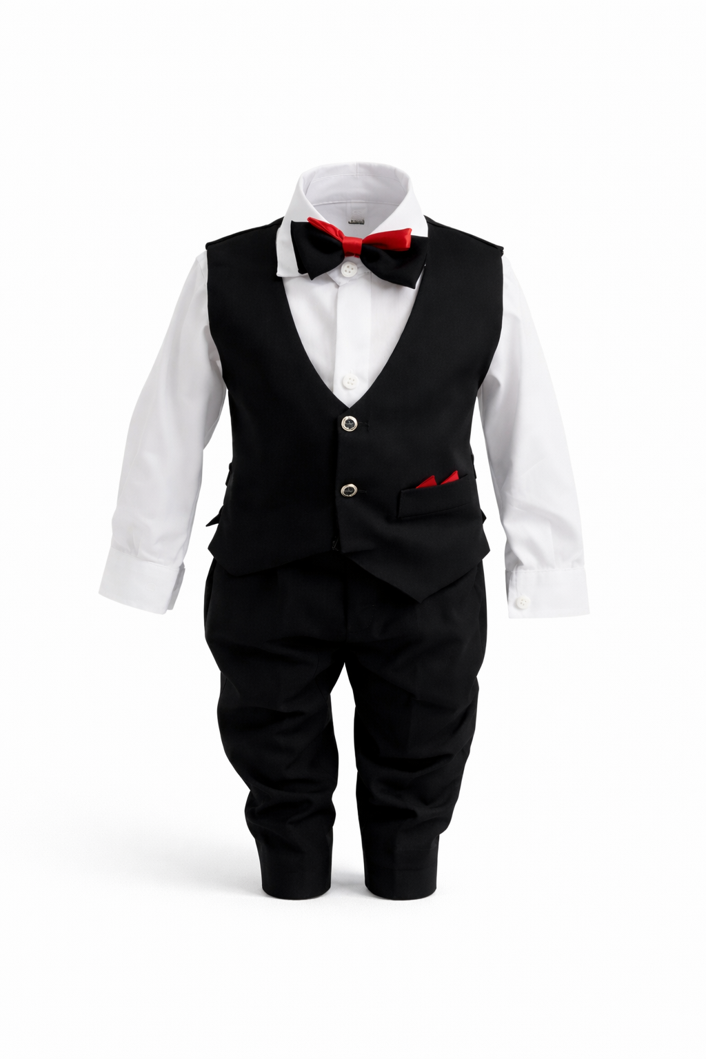 Costume Élégant 3 Pièces pour Bébé Garçon - Noir et Rouge
