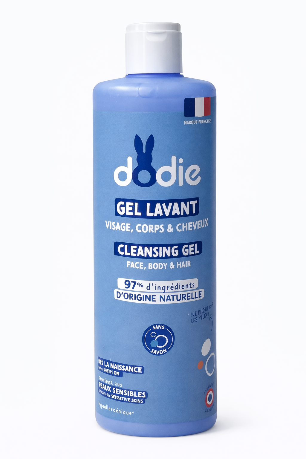 Dodie Gel Nettoyant 3 en 1 - Visage, Corps & Cheveux 97% Naturel