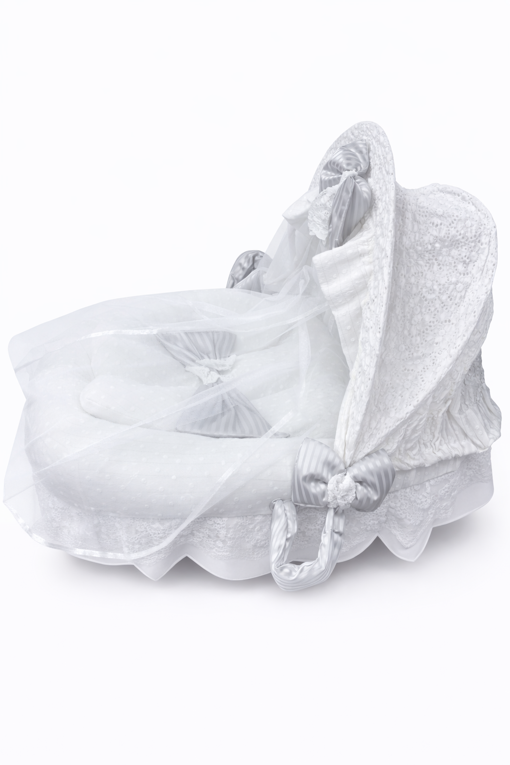 Berceau Bébé Blanc avec Voile - Mobilier Élégant