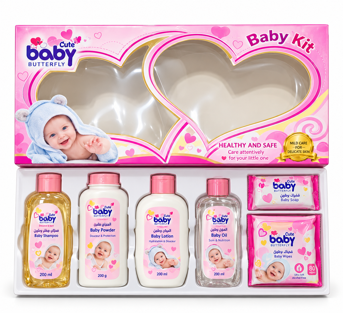 Coffret de Soin et Hygiène Bébé – 6 Pièces | Rose & Bleu