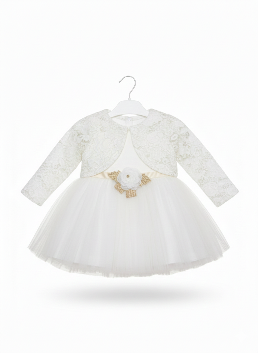 Robe bébé fille élégante en dentelle et tulle