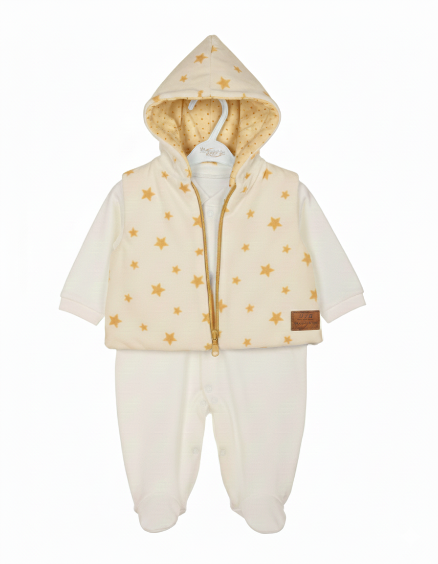 Ensemble Bébé 2 Pièces à Capuche Motif Étoiles – Doux et Chaud