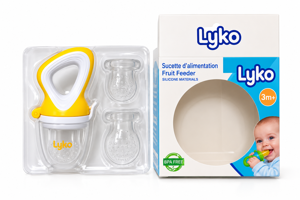 Grignoteuse à Fruits Bébé Lyko en Silicone – 3 Embouts Évolutifs