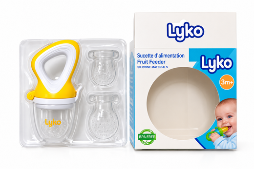 Grignoteuse à Fruits Bébé Lyko en Silicone – 3 Embouts Évolutifs
