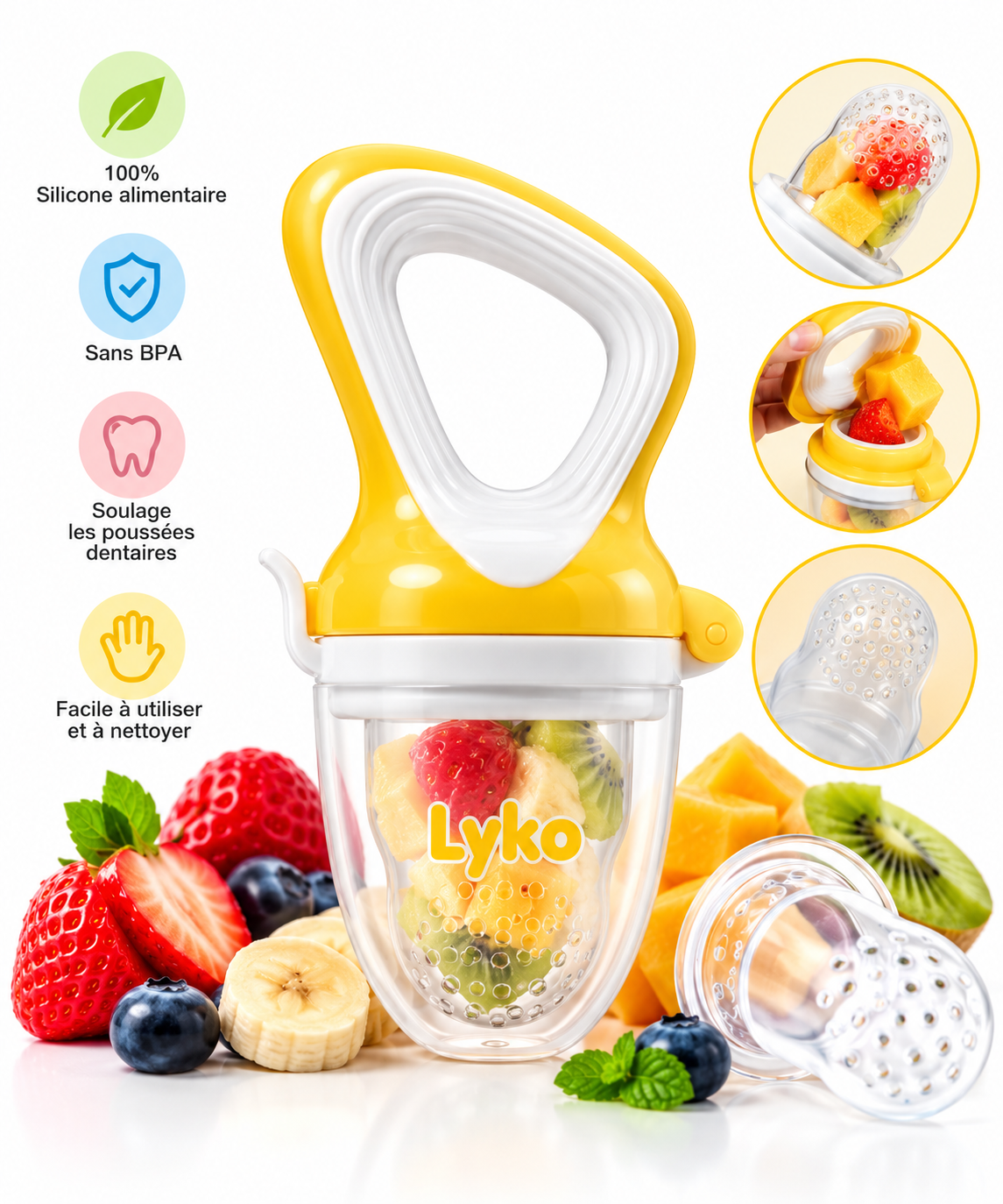 Grignoteuse à Fruits en Silicone pour Bébé – Lyko | Dès 6 Mois