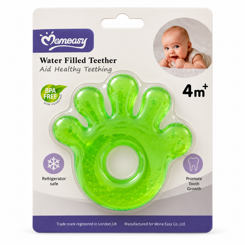 Anneau de dentition réfrigérant Momeasy vert en forme de main dès 4 mois