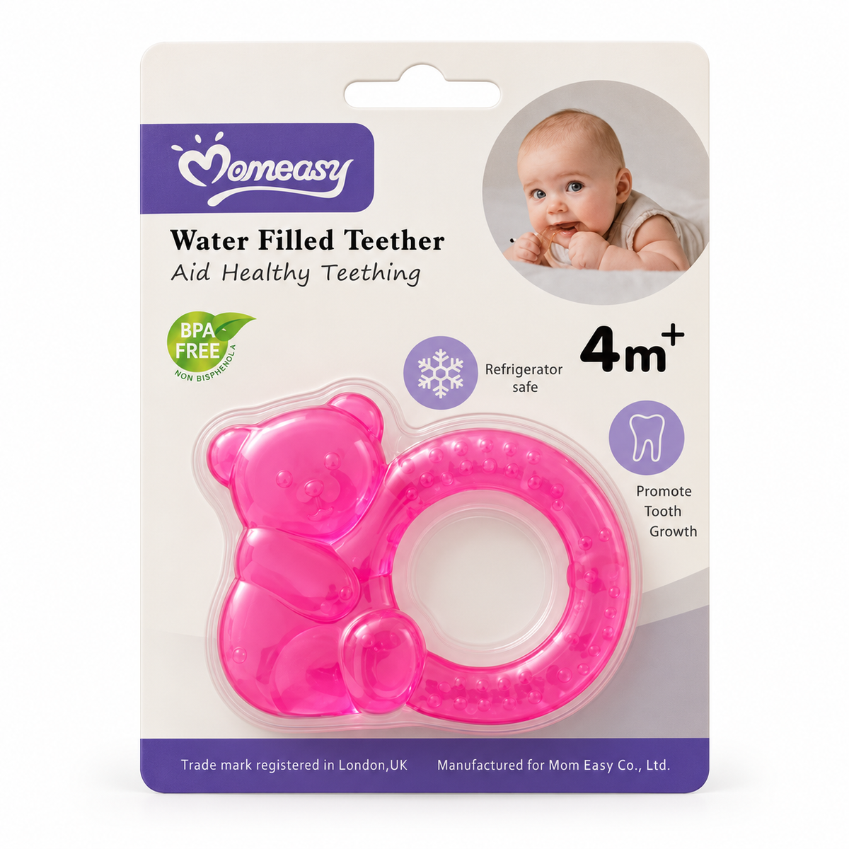 Anneau de dentition réfrigérant Momeasy rose dès 4 mois