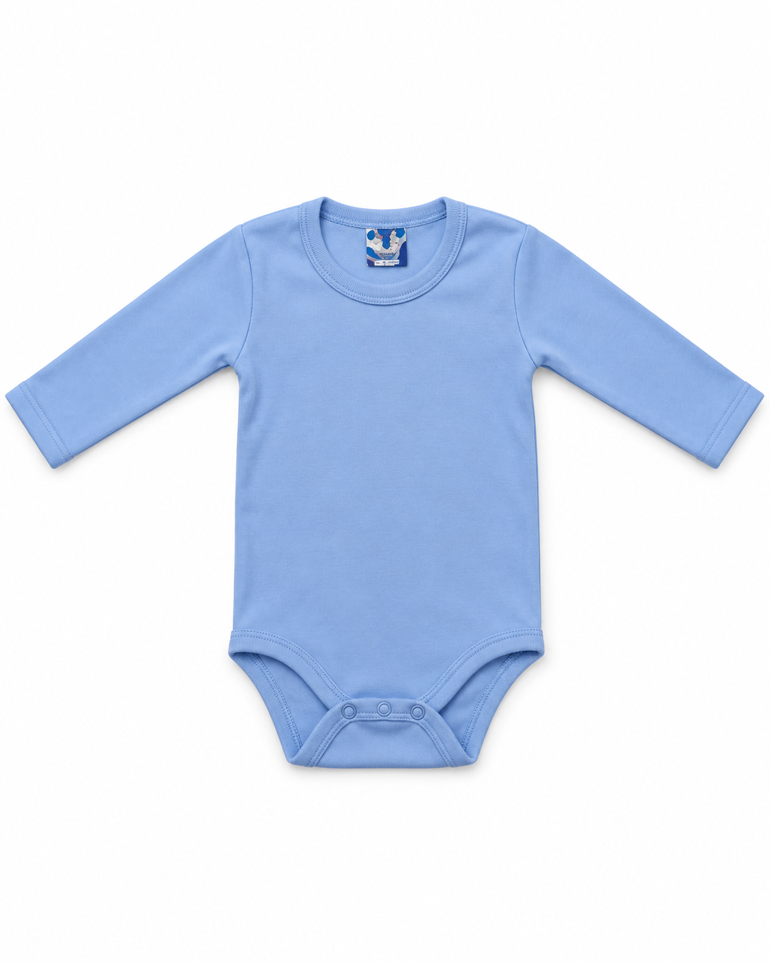 Grenouillère bébé 100 % coton bleu ciel à manches longues
