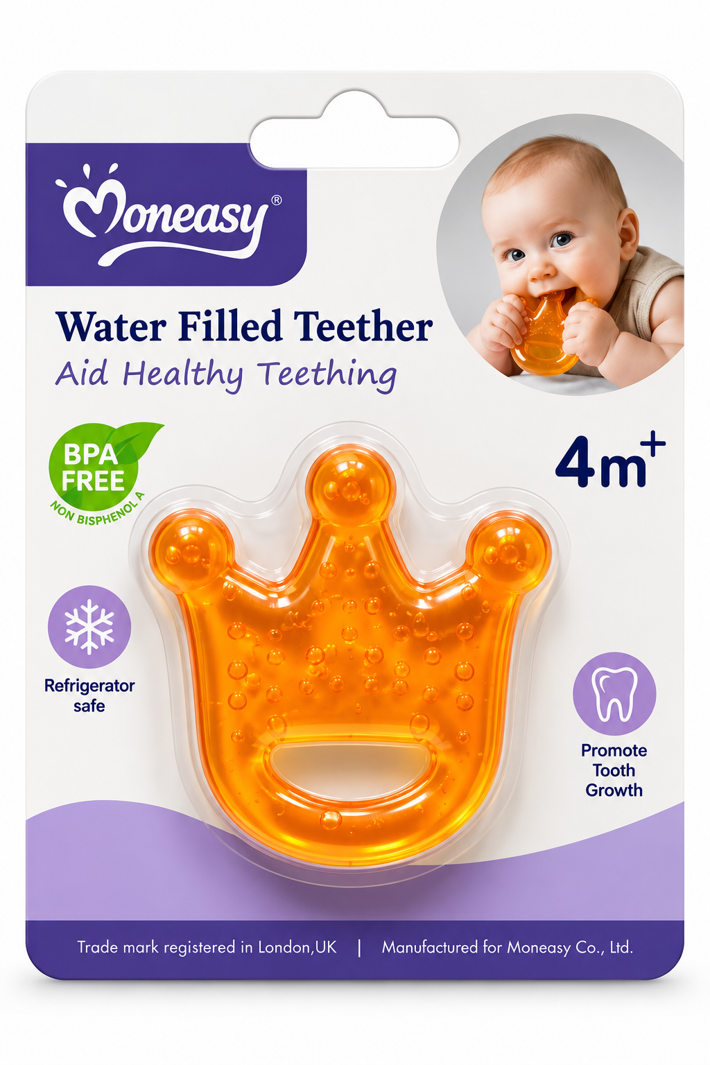 Anneau de dentition à eau Moneasy, modèle couronne