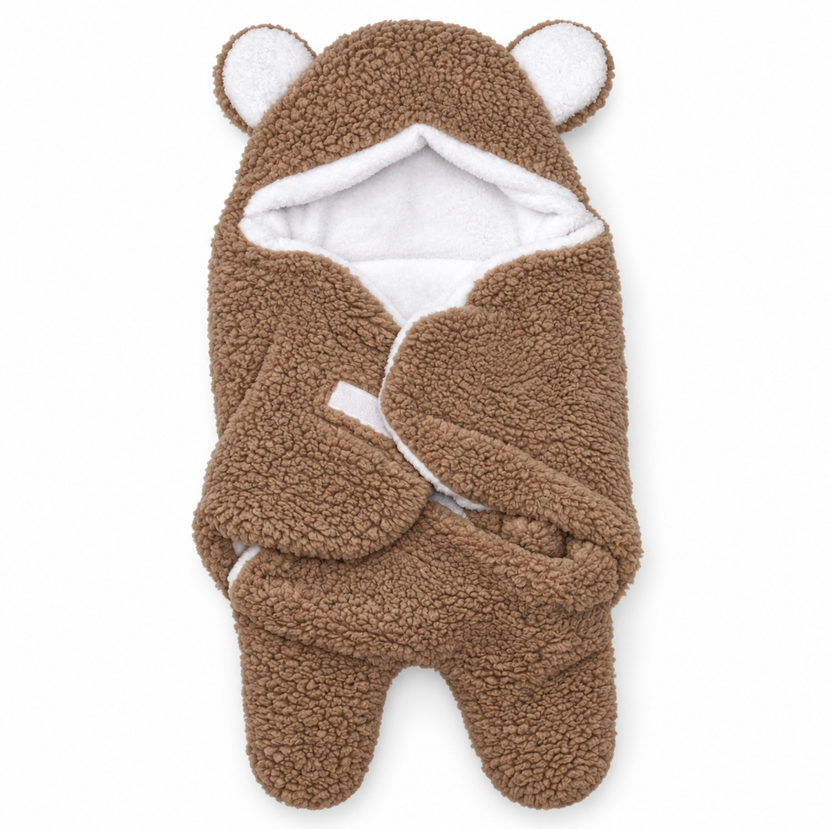 Nid d’ange bébé à capuche avec oreilles - Marron