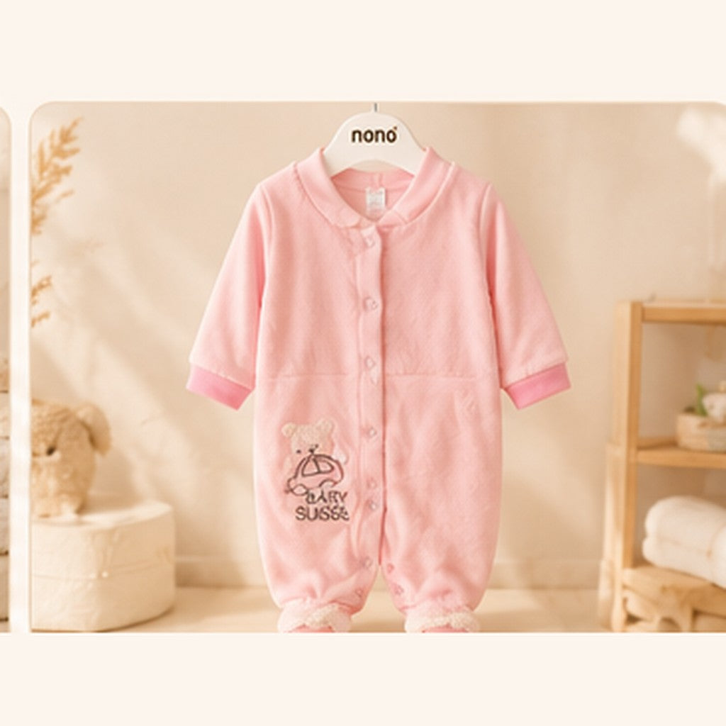 Baby Switzerland Pink Fleece Jumpsuit