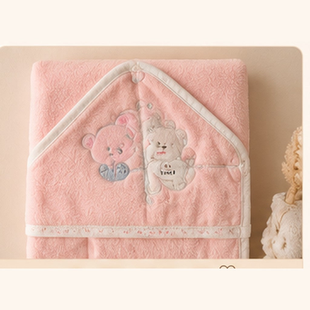 Sortie de Bain Rose Jumeaux Oursons