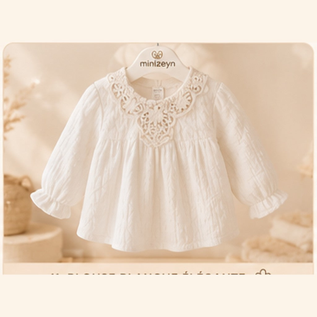 Blouse Blanche Col Dentelle